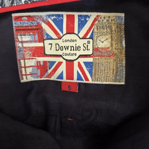 7 Downie St Dark Blue Button-Down Shirt With Subtle Paisley Pattern Size L - Picture 9 of 9